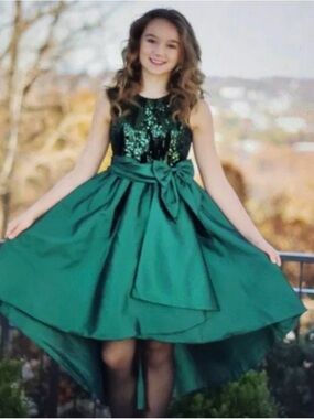 green emerald velvet dress Sequin Ballerina Social Dress 14/2 / Green